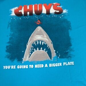 Chuy's Jaws Movie You're Gonna Need A Bigger Plate Blue Tee XL